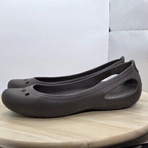 Womens Crocs‎ Kadee Brown Casual Cutout Comfort Slip On Ballet Flats Size 10 M